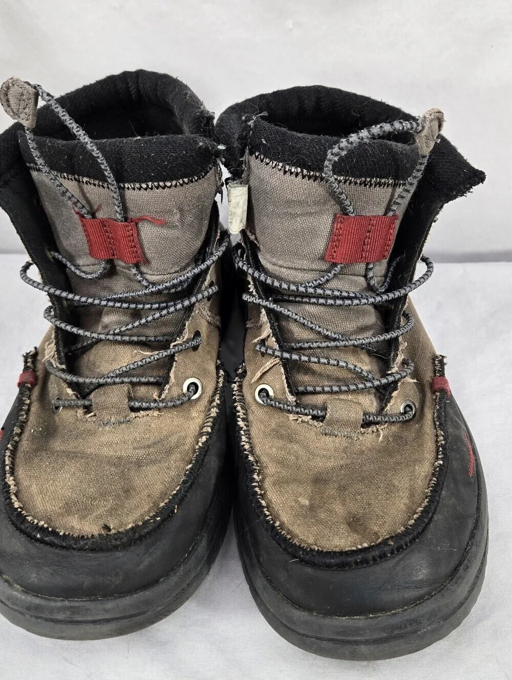 Hey Dude Men's Bradley Waxed Canvas Gray Ankle Boots Size 9 Lace VG Condition